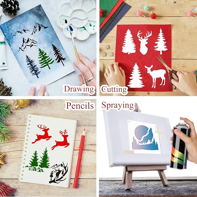 Small Stencils for Painting on Wood Reusable, 3 Inch Reusable Stencil for Craft Ornament Paint Template Stencils for Wall Card Rock Wood Signs Coasters Canvas Home Decor (Animal Deer)