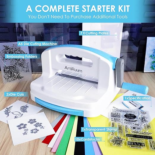 Manual Die Cutting & Embossing Machine,Portable Die Cut Machine with Storage Box,6'' Opening Size for Cardmaking,Scrapbooking and DIY Crafts-Full Tools Included