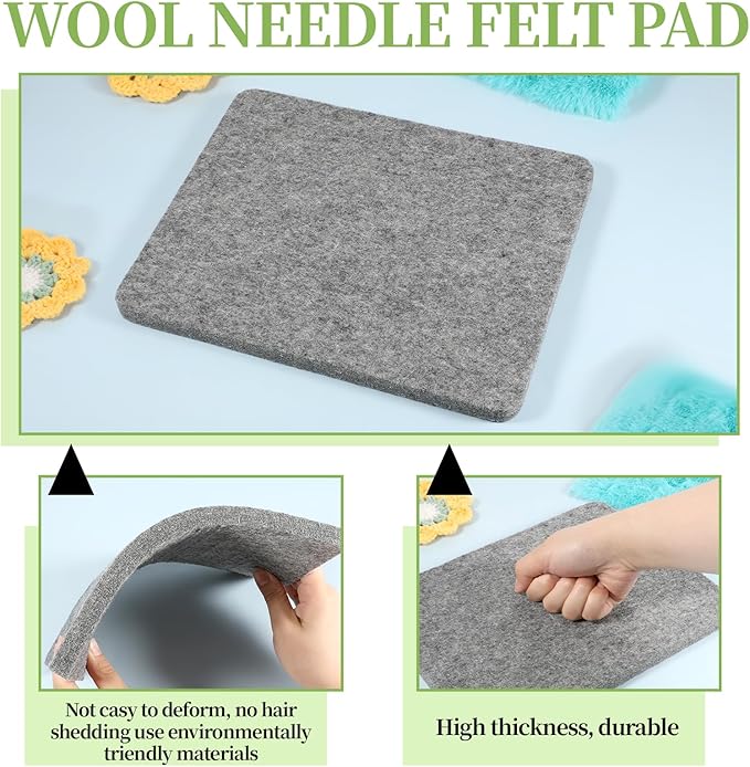 Needle Felting Pad, Grey Sponge Pad, 8×10 in Needle Felting Mat for Any Wool Felting Supplies