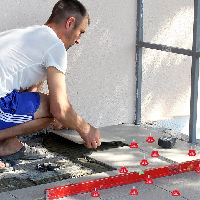 Professional Tile Leveling System Kit，Anti-Loosening Spacers/Wall, Bathroom Tiling -1/32-1/16-1/8 Precision Alignment & Grout Spacing Tools(200caps, 1/32-1/16-1/8)