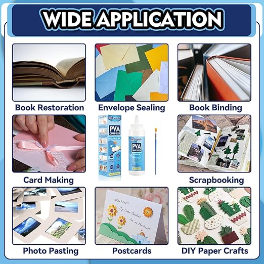 PH Neutral PVA Glue, 8.5 Oz Art Precision Craft Glue, Archival Quality Acid-Free Book Binding Adhesive, Dries Clear & Flexible,Ideal for Framing, Collages, Paper Crafts