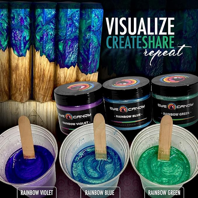 Eye Candy Pigments Premium Green Mica Powder - Rainbow Green (50gr) - for Epoxy, Resin, Soap, Paint, Woodworking, Acrylic Pouring, Bath Bombs, Fishing Lures - DIY Arts and Crafts Additive