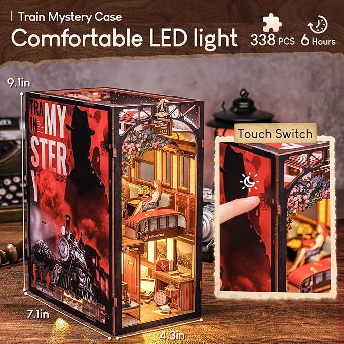 CUTEBEE Book Nook Kit, DIY Booknook Miniature House Tiny House 3D Wooden Puzzle Dollhouse Kit for Adults and Teens, Bookshelf Insert Decor, DIY Craft Gift Model Build