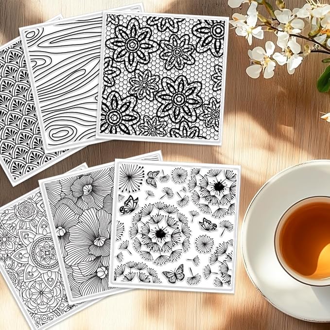 6 PCS Large Polymer Clay Texture Sheets 5.5 x 5.5 Inch Boho Clay Mat Works with Polymer Clay Cutter Pottery Earrings Jewelry DIY Making