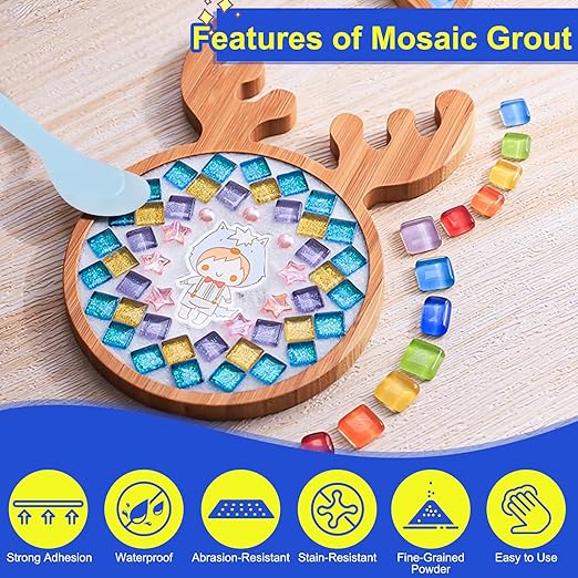 Mosaic Crystal Grout, Mosaic Crystal Sealant, Tile Grout for Crafts, Handmade Grouting, DIY Craft Projects Accessories, Direct caulking, Mosaics Tile Tools for All Tiles, Surfaces (Translucent, 7oz)