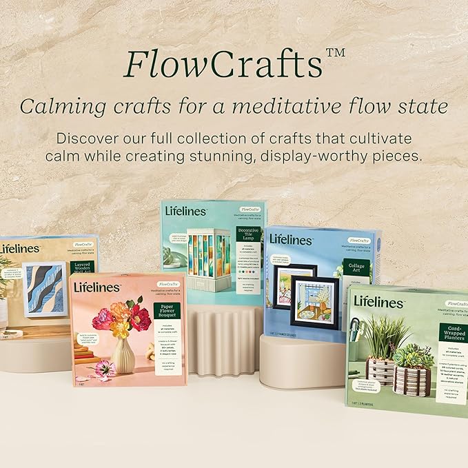 Lifelines FlowCrafts, Collage Art Kit - Miniature Framed Collages from 6 Scenic Backgrounds, 150+ Stickers & 2 Picture Frames - Sensory Arts & Crafts Kit for Teens & Adults - DIY Wall Décor