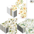 60 Pack 3 Styles Floral White Magnolia Blossom Guest Napkins Disposable Paper Spring Flowers Dinner Hand Napkin for Bathroom Wedding Holiday Anniversary Birthday Party Bridal Decorative Towels