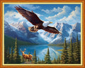 Stamped Cross Stitch Kits - Beach Night Landscape Counted Cross Stitch Kits for Beginners Adults Needlepoint Cross-Stitch Patterns-Eagle Mountains and Rivers 16x20 inchs