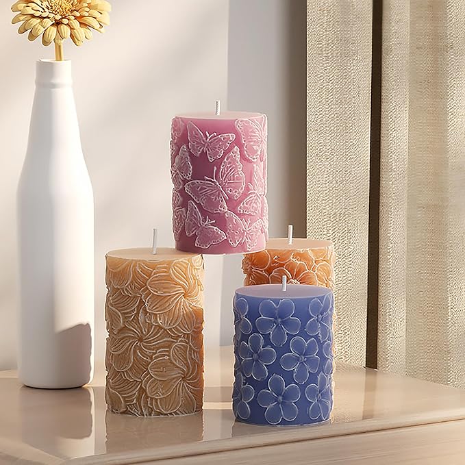 Cylinder Molds Silicone Wave Spiral Candle Mold - Silicone Resin Casting Molds for Candle & Resin & Soap Craft Supplies (cr-Petal-x5)