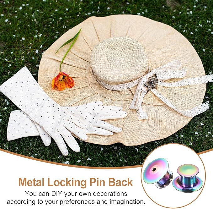 uxcell 30Pcs Metal Locking Pin Backs, Pin Keepers Locking Clasp Flat Head Clamp Needle Back Lock for DIY Brooch Crafts Badges Enamel Lapel, Multicolor