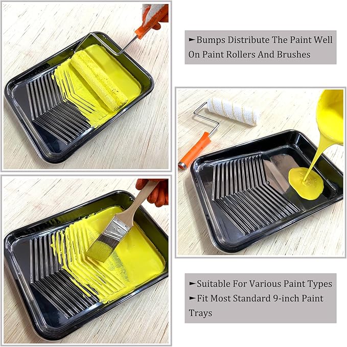 Great Andrew 10 Pcs Paint Tray Liners, 9-Inch, Deep Capacity Disposable Paint Tray Liner, Paint Pan Liners, Roller Trays for Painting Walls, DIY Projects, Home Improvement