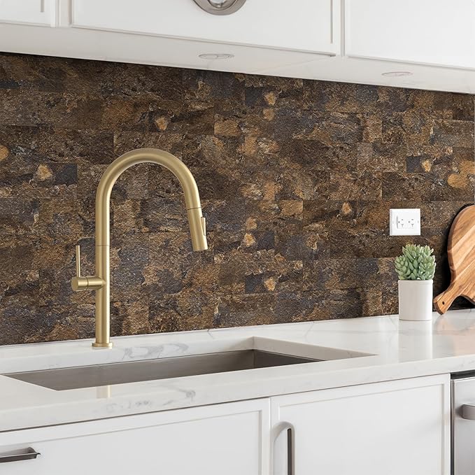 100 Pieces Peel and Stick Backsplash for Kitchen, 3" x 6" PVC Subway Tile 2025 Upgraded Rust Slate Backsplash Stick on Tile Elevate Kitchen, Bathroom, Fireplace,RV