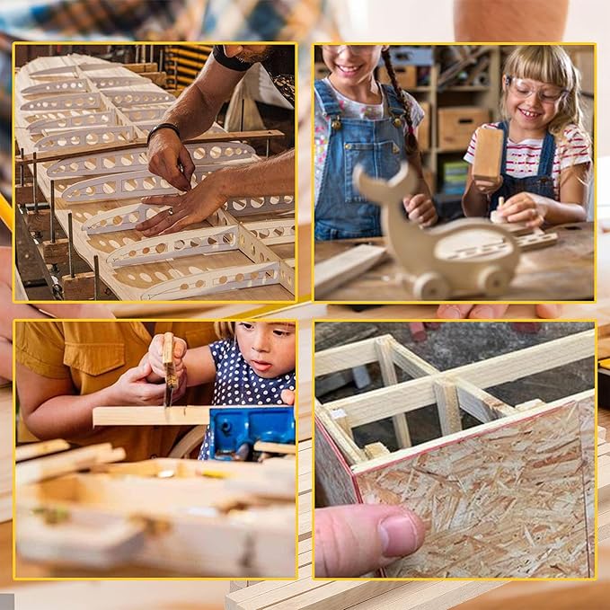222Pcs Balsa Wood Sticks,Wood Strips Balsa Square Wooden Dowels Hardwood Unfinished Wood Sticks for Crafts DIY Projects Models Making Supplies (1/8in+3/16in+1/4in 222pcs)