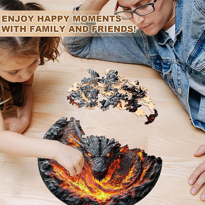 Wooden Puzzles for Adults, 3D Fire Dragon Puzzles, Wood Adult Puzzle, Birthday Gifts for Puzzle Lover (L-13.4 * 13.4 in 270pcs)