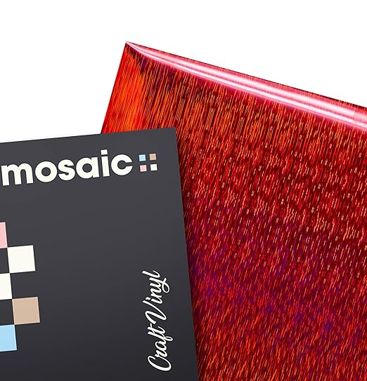 Mosaic+ Red Brushed Holographic 1ft x 5ft Crafting Vinyl Crinkle-Free 8yr UV Finish Crafting Vinyl, by VViViD