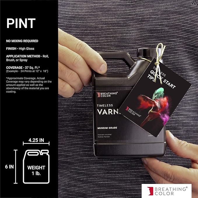 Timeless Archival Print Varnish - 1 Pint, Glossy Finish, Premium Canvas Coating, Water Based Fade Protection, 100 Years Certified Archival