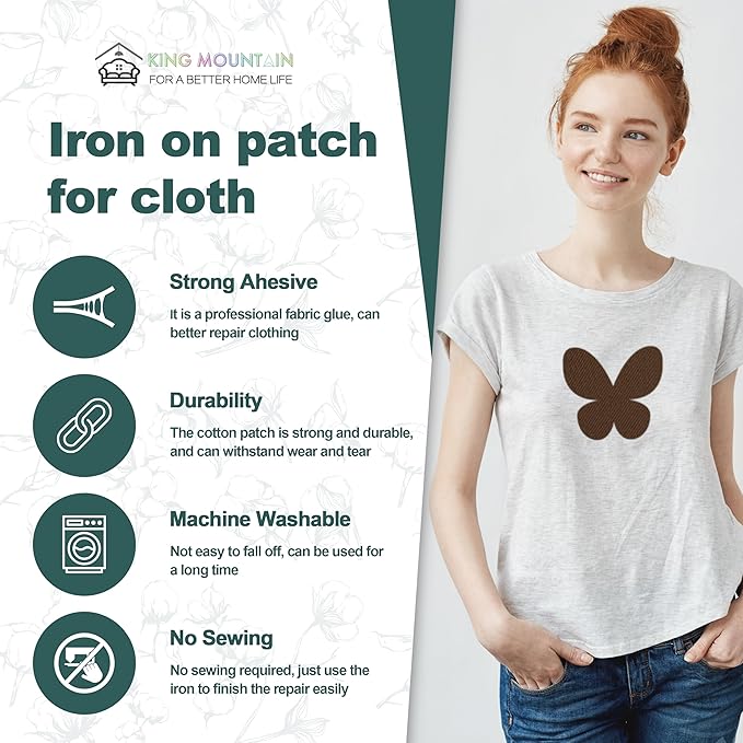 Iron on Patches for Clothes, 8 Pieces Patches for Cloth, 100% Cotton Fabric Patches for Clothing, Bag, Hat Repair, Clothing Repair Decorating Kit 3.7" by 4.9" (9.5 cm x 12.5 cm, Brown)