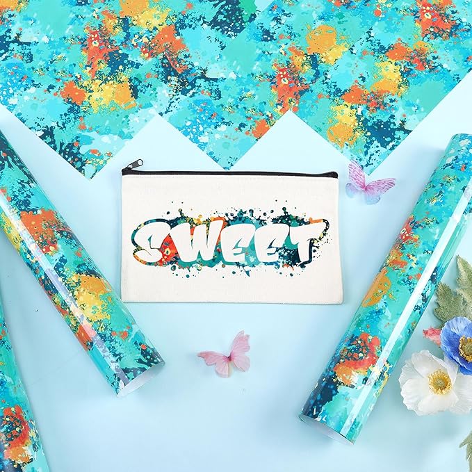 Tintnut Blue Splatter Heat Transfer Vinyl - 6 Sheets 10"x12" Watercolor HTV Patterned HTV Iron On Vinyl for T-Shirts Hats Clothes, Compatible with Cricut & Silhouette Cameo