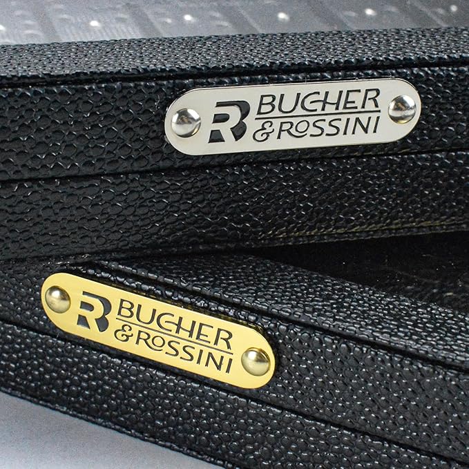 Bucher&Rossini Metal Surface Dominoes Set Double 6 - Classic Black Domino's Game Set with Silver Metal Surface for Adults and Kids Ideal Gift for Domino Players or Family Game Night