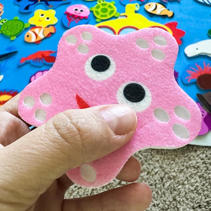 QUOKKA Ocean Felt Board for Toddlers - 70 PCS Double-Thick Felt Board Story Set with Large 41x30 Inch Durable Wall Activity Boards - Ideal for Storytelling Indoor Toddler Activities and Classroom