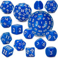 CiaraQ DND Polyhedral Dice Set (15pcs) D4-D100 Game Dice with Dice Bag for Dungeons and Dragons Role Playing Table Games (Blue & White)