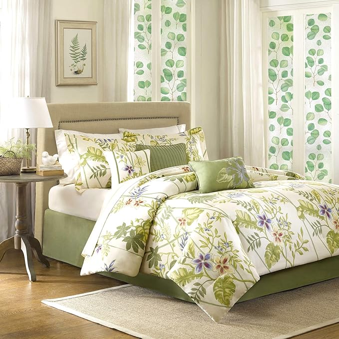 DKTIE Retro Leaves Pattern Two-Way Window Film Privacy Day and Night Window Privacy Film Decorative Stained Glass Window Clings for Birds (S222, 35.4" x 78.7")