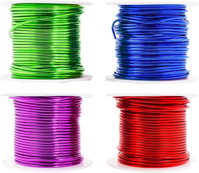 Mandala Crafts 14 Gauge Anodized Aluminum Craft Wire for Jewelry Making - 240 FT Colored Flexible Rainbow Combo Wire - Bendable for Bonsai Armature Crafting Sculpting