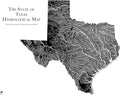 Muir Way Hydrological River Map of Texas - Watershed Topographic Wall Art for Home, Office, or Travel Decor - Unframed Flat Paper Print, 18x24