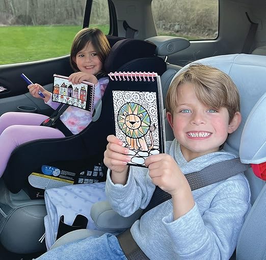 S&S Worldwide Velvet Art To Go! 2 Spiral Bound Coloring Books w/Perforated Cardstock Pages, Fuzzy, Felt, Great for Travel: Planes, Cars, Backpacks, 20 Different Projects Total, Kids & Adults, 4"x6".