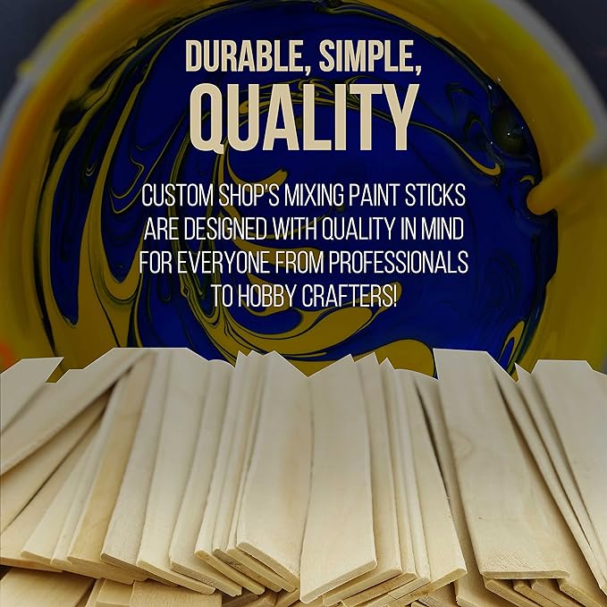 Custom Shop Craft and Paint Sticks - (Pack -100 Sticks) 12" Inch Premium Grade Wood Stirrers/Paddles - Use for Wood Crafts, Mixing Epoxy Resin or Paint, Garden Sign Posts