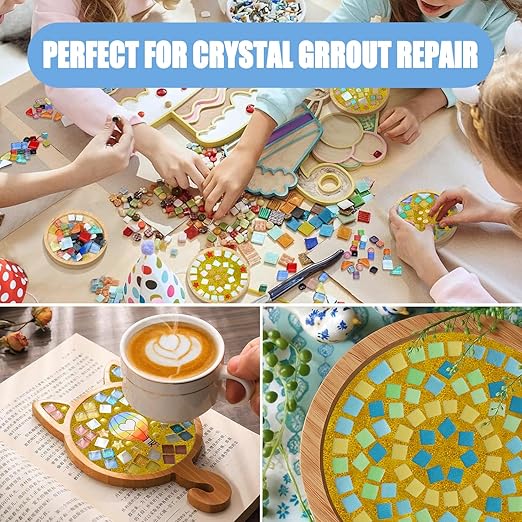 Mosaic Crystal Grout, Mosaics Tile Tools, Mosaic Tile Accessories – Essential for Handmade Grouting and Perfect for DIY Craft Projects (Yellow, 4.5oz)