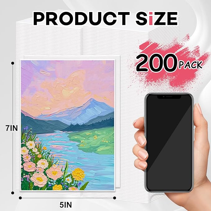 ESRICH 200 Pack 5x7 Inch Small Canvases for Painting, Painting Canvas 5x7 Inch Cotton Primed Acid Free Mini Blank Canvas Panels for Oil Paint,Watercolor,Acrylic Paint, Gouache, Tempera