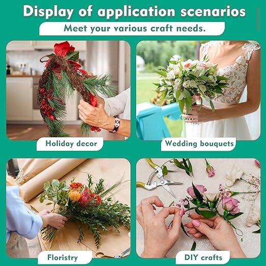 Flower Tape, Floral Tape for Bouquets, 1/2inch Green Flower Tape for Bouquet Stem Wrap Floral Arranging Craft Projects Corsages, Wedding Bouque
