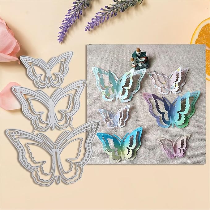 Cutting Dies Metal Stencils Scrapbooking Tools DIY Embossing Template for Paper Card Making Album Arts Crafts Supplies (3D butterfly-9x12.6cm)