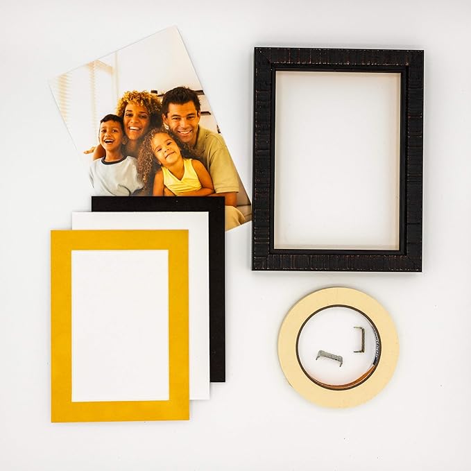 Pack of 25 Acid Free 11x14 Mats Bevel Cut for 8.5x11 Photos - Bright Yellow Precut Matboards With Backing Boards and Clear Photo Mat Bags For Pictures, Photos, Framing - 4-ply Thickness