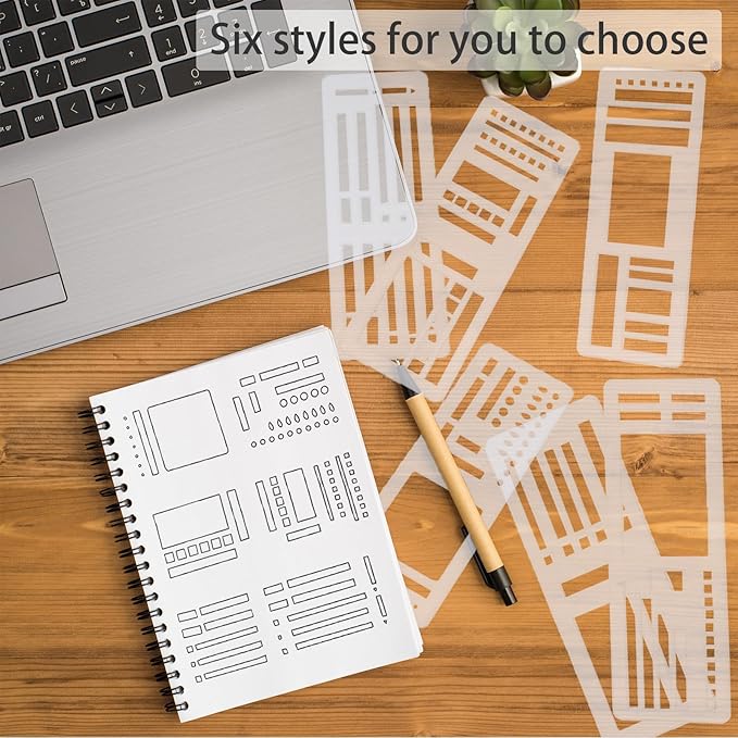 9 Pack Handmade Flexible Planner Stencils, Reusable Templates for Journals, Calendars & Daily Planning, Checklists, Lines & Boxes, Compatible with Rings, Discs, Coils