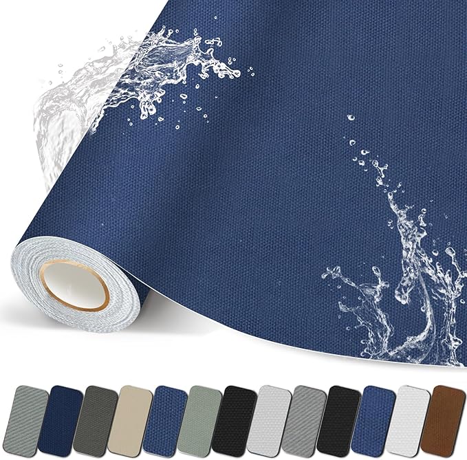 Canvas Repair Patch, 35X79 Inch Strong Sticky Fabric Repair Tape, Self-Adhesive Fabric Patch for Sofas, Tote Bags, Clothing, Car Seats, Furniture (Blue Grey, 35X79 Inch)