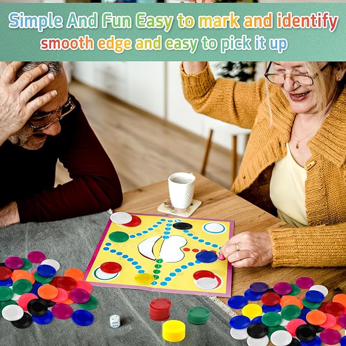 Coopay 500 Pieces 10 Colors Plastic Poker Chips, 1 Inch Bingo Chips Bulk Learning Counters Disks Poker Card Game, Counting Markers for Math Practice, Game Tokens and Teaching Rewards, 25 mm