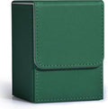 ZLCA Card Deck Box for Trading Cards, MTG YuGiOh Deck Case Holds 100+ Single Sleeved Cards, PU Leather Magnetic Card Storage Box Fits for TCG CCG Magic Game Cards (Green)