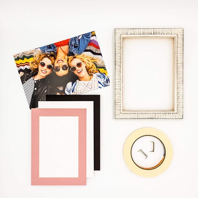 11x14 Mat Bevel Cut for 8.5x11 Photos - Acid Free Pink Precut Matboard With Backing Board and Crystal Clear, Self Seal Mat Bag - For Pictures, Framing - 4-ply Thickness