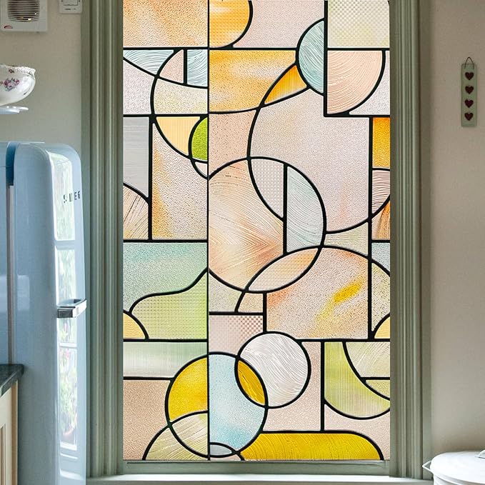 3D Stained Glass Window Privacy Film, Heat Control UV Blocking Static Cling Decorative Window Film for Bathroom,Front Door,Home Non Adhesive,16.9 x 78.7 inches Wilderness