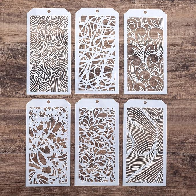 DIY Decorative Stencil Template for Scrapbooking Painting on Wall Furniture Crafts,Set of 6 (Leaf Flower)