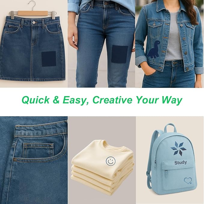 Iron-On Fabric Patches for Clothing, 20 Sheets 3" by 4-1/4", Durable Washable Iron On or Sew On Repair Patches for Jeans, Denim Jackets, Pants, Shirts, Bags, Backpacks, DIY Crafts
