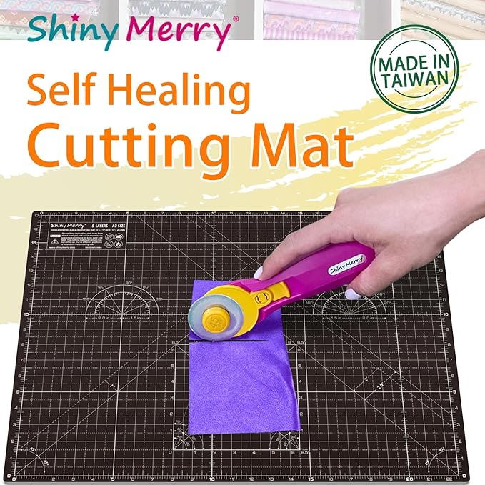 Self Healing Cutting Mat A3 12"x18" – Double Sided 5-Ply Craft Mat for Sewing, Quilting, Fabric, Scrapbooking – Black/Gray