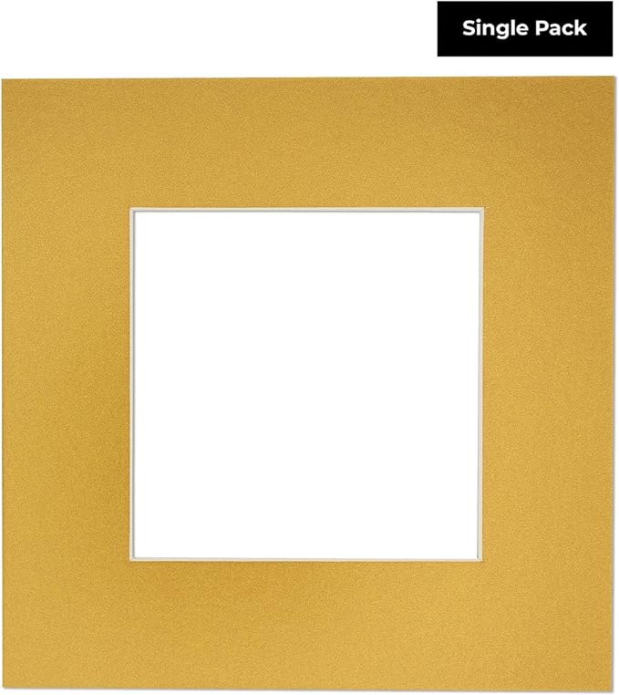 8.5x11 Mat Bevel Cut for 7x9 Photos - Acid Free Metallic Gold Precut Matboard - for Pictures, Photos, Framing - 4-ply Thickness