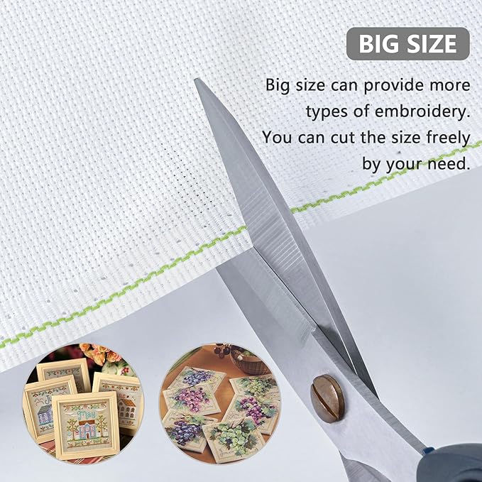 MYFAMIREA Cross Stitch Aida Fabric 11 Count, 59 by 39 Inch Large Size, Classic Reserve Cross Stitch Aida Cloth for Home DIY Embroidery Decoration