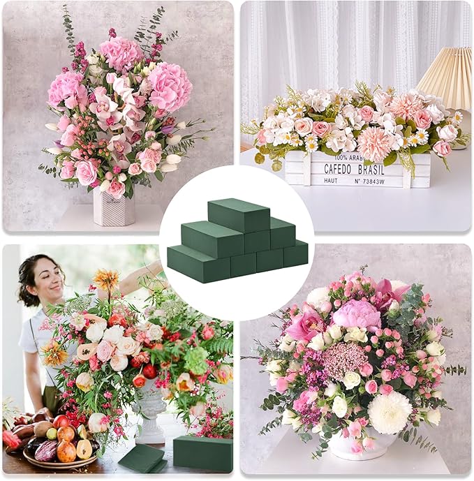 Tunnkit 8 Pcs Floral Foam Blocks Each 7.8" L x 3.5" W x 2.4" H Wet & Dry Flower Foam Blocks for Fresh and Artificial Flower Florist Foam Craft Art Supplies Wedding Home Decor for Flower Arrangement