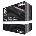 Trotec TroLase | 12"x12"x1/16", 8 Pcs | Carbon/White | 2 Ply | Modified Acrylic | Laser Engraving Double Color Plastic Sheet | Engraving Blanks for Laser, Saw, Guillotine | Made in USA
