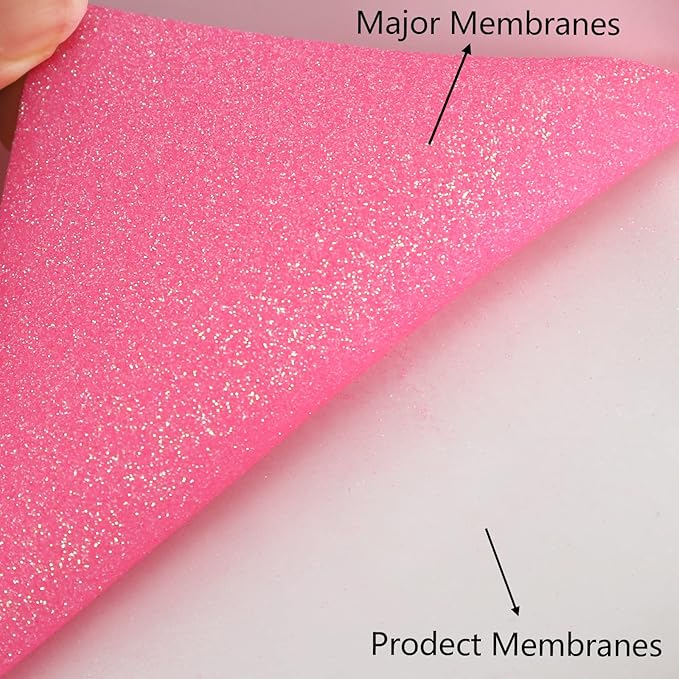 FUNKAKA Glitter Fluorescent Pink HTV Heat Transfer Vinyl Rolls, 12" x 8ft PU Iron on Vinyl for T-Shirts Glitter HTV Vinyl for All Cutter Machines Easy to Cut & Weed for DIY Design