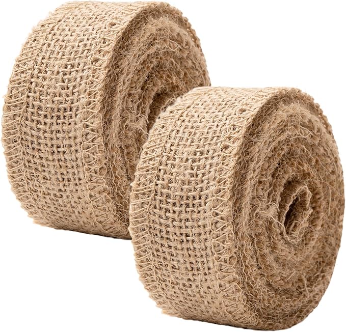 Burlap Fabric Roll - 10 Yards Natural Jute Fabric Ribbon for DIY Gift Wrapping, Craft Projects, Wedding, Christmas Home Decoration (2.5cm, 1 Inch)